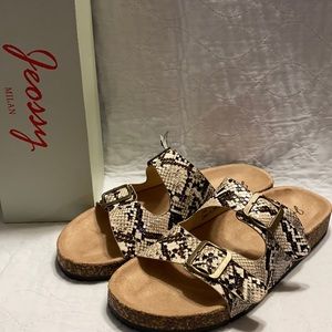 Jeossy slip on snake print women’s sandals